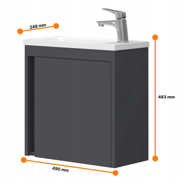Szafka łazienkowa wisząca z umywalką 50 cm antracyt - obrazek 4