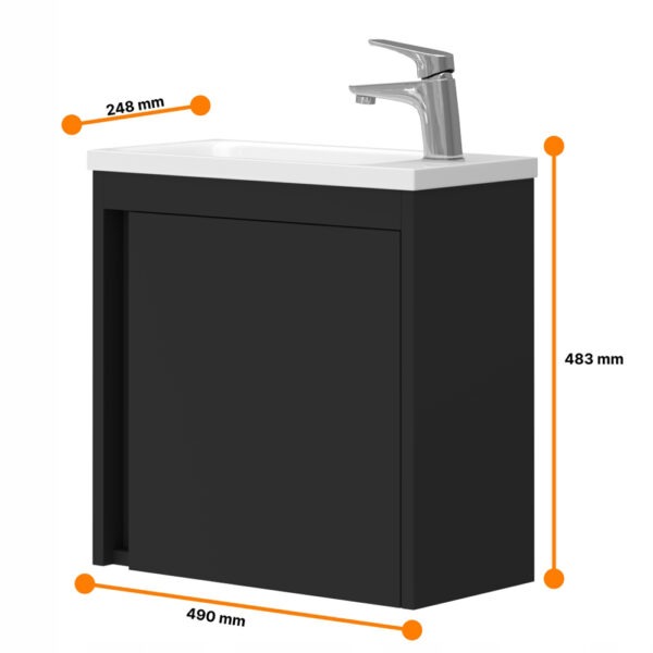 Szafka łazienkowa wisząca z umywalką 50 cm czarny mat - obrazek 4