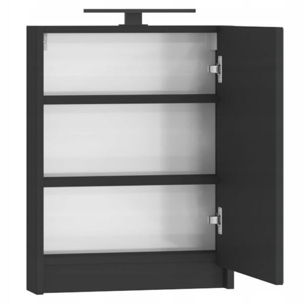 Szafka podwieszane 50 czarny mat z lustrem i lampą LED - obrazek 2