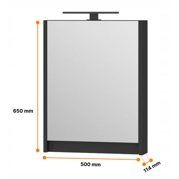 Szafka podwieszane 50 czarny mat z lustrem i lampą LED - obrazek 4
