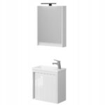 Zestaw szafka z lustrem i LED oraz szafka z umywalką biały