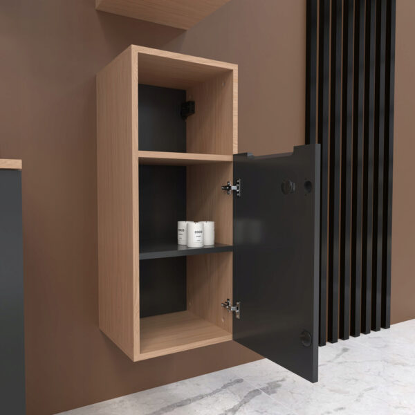 Szafka boczna łazienkowa wisząca szary mat/dąb 75x30x30 - obrazek 4