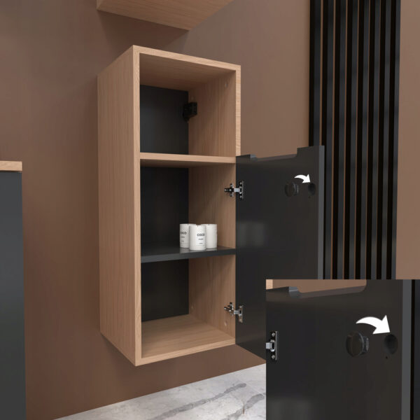 Szafka boczna łazienkowa wisząca szary mat/dąb 75x30x30 - obrazek 7