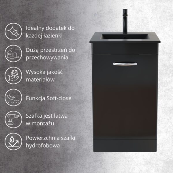 Szafka stojąca podumywalkowa 50 czarna malowana wysoki połysk OMEBLE - obrazek 9
